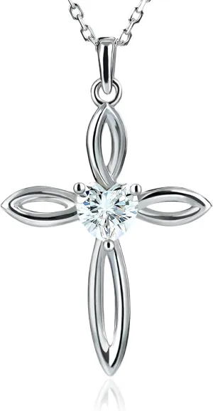 1 Carat Heart-Shaped Moissanite Celtic Knot Sterling Silver Cross Pendant Necklace  Ideal Gift for Her, Luxurious Religious Jewelry with Meaningful Design