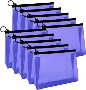 10 Transparent PVC Ziplock Pouch Set Waterproof Cosmetic Makeup Bag Organizer Toiletry Travel Packing Case Bachelorette Party Favor Havgover Kit Bag (10, Majestic Purple, 8"x 6" x 2")
