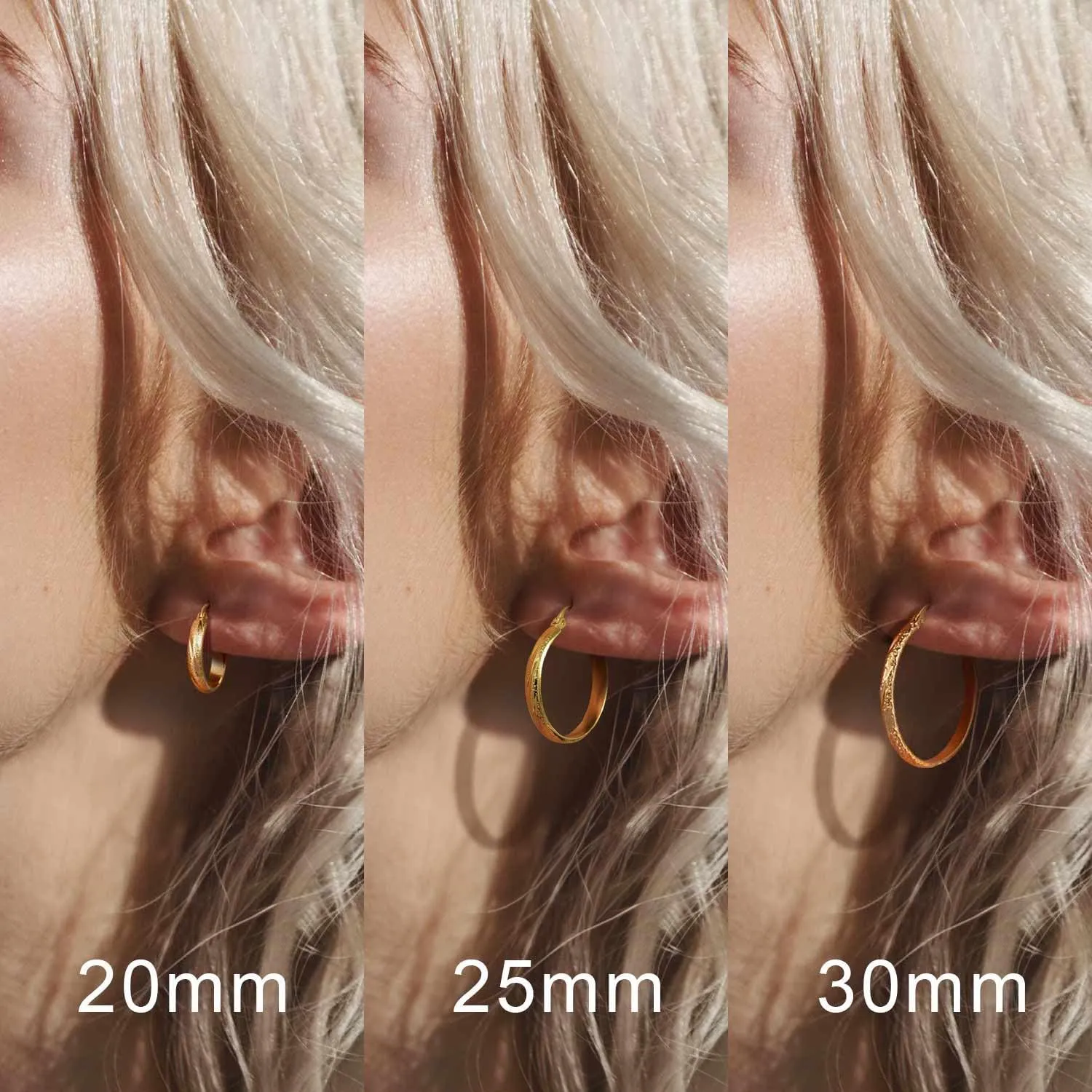 14K Gold Hoop Earrings for Women Trendy Grainy Gold Hoop Earrings Gold Jewelry Womens Earrings 20/25/30mm