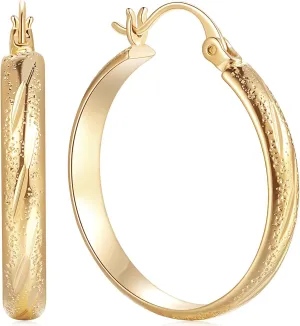 14K Gold Hoop Earrings for Women Trendy Grainy Gold Hoop Earrings Gold Jewelry Womens Earrings 20/25/30mm