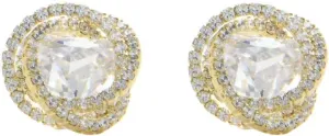 14K Gold Plated Silver Flower Love Knot Rhinestone Stud Earrings for Women Cubic Zirconia Stud Earrings CZ Earrings Valentine's Day Jewelry Gift Prom Wedding Brides