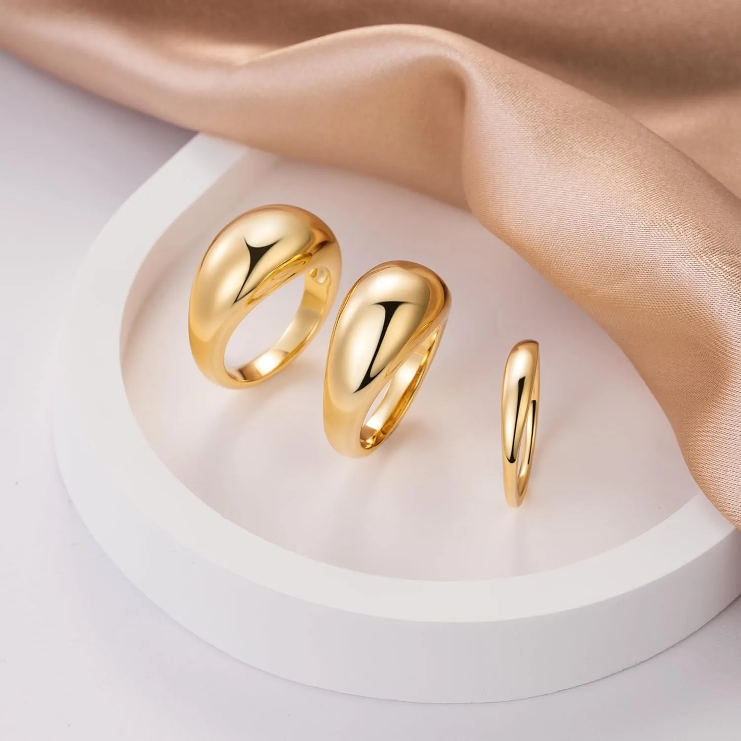 14K Gold Rings for Women & Men Womens Ring Chunky Gold Rings for Womens Non Tarnish Jewelry for women 5-9