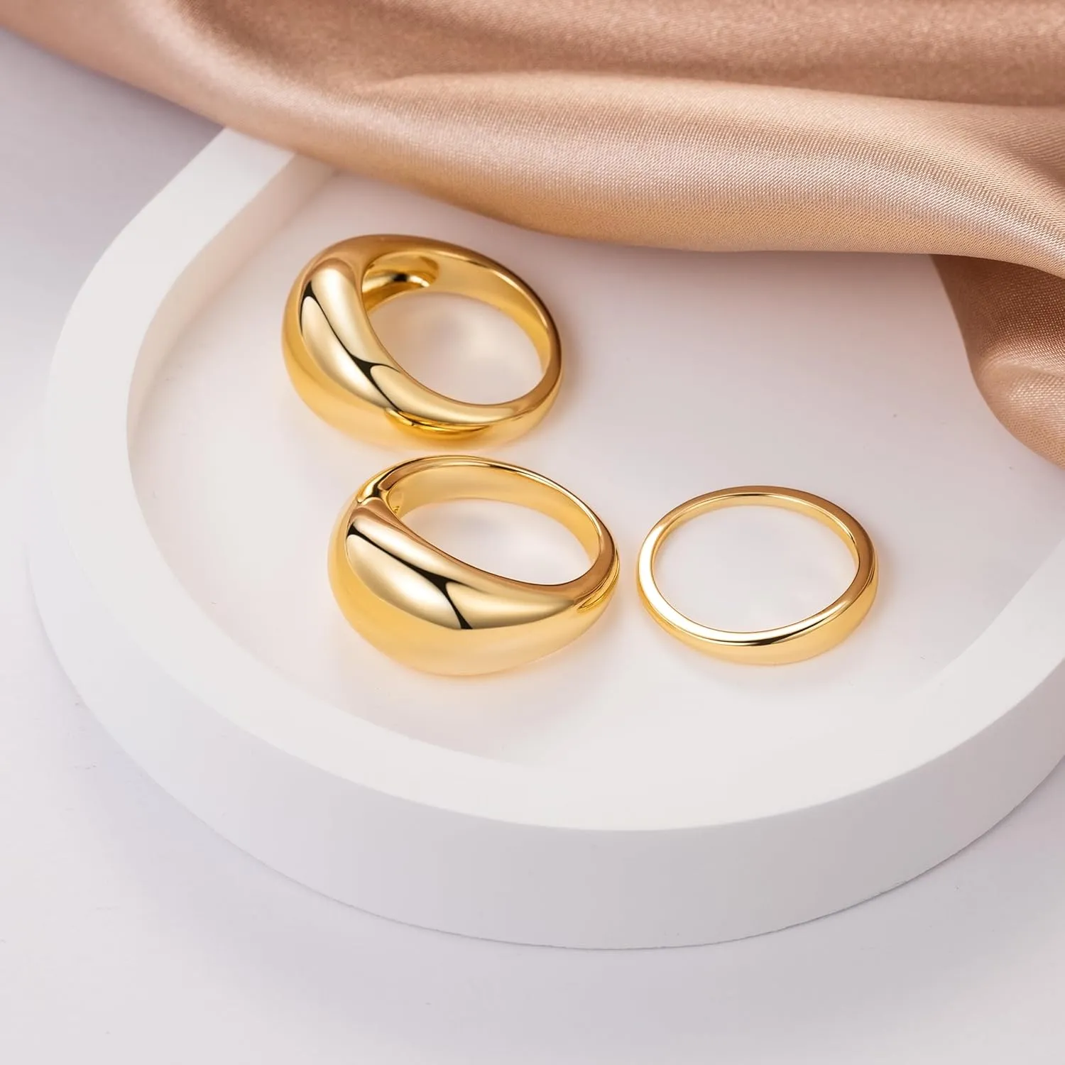 14K Gold Rings for Women & Men Womens Ring Chunky Gold Rings for Womens Non Tarnish Jewelry for women 5-9