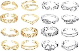24PCS Toe Rings for Women Adjustable Toe Rings Women