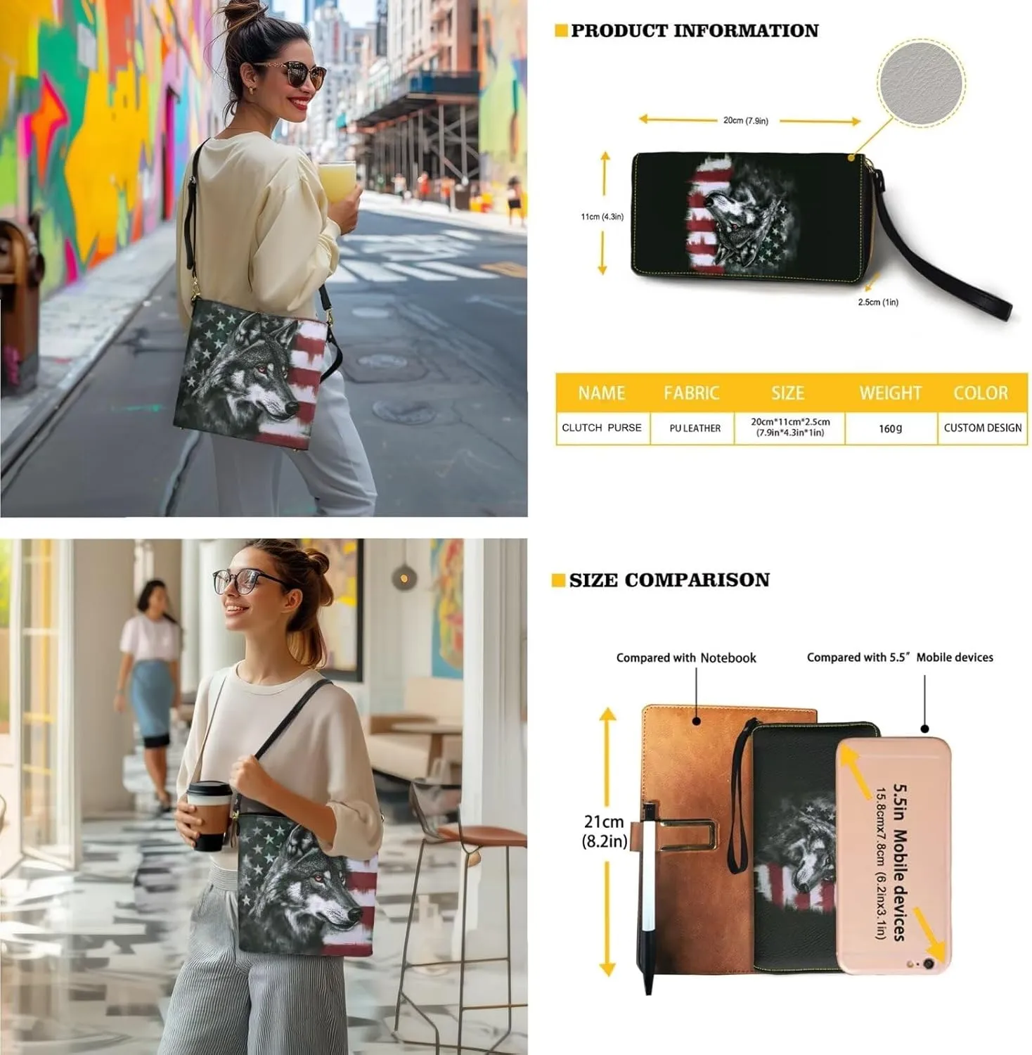 2PC Leather Purse and Wallet Set for Women Lady Large Crossbody Bucket Tote Bag with PU Wallet