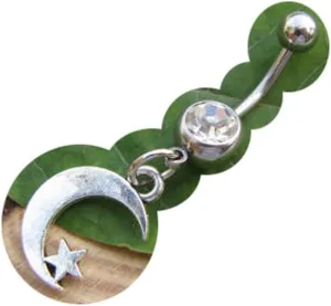 2Pcs Small Moon and Star Belly Button Ring, Navel Ring, Belly Button Jewelry, Body Jewelry
