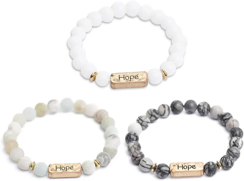 3 Pcs Natural Volcanic Stone Friendship Bracelets Handmade Beaded Stretch Bracelets (bra000001)