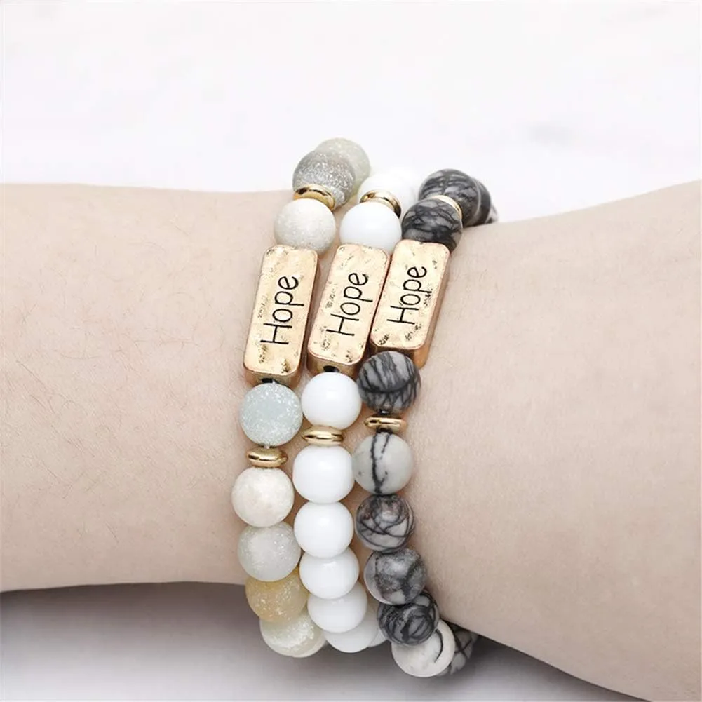 3 Pcs Natural Volcanic Stone Friendship Bracelets Handmade Beaded Stretch Bracelets (bra000001)