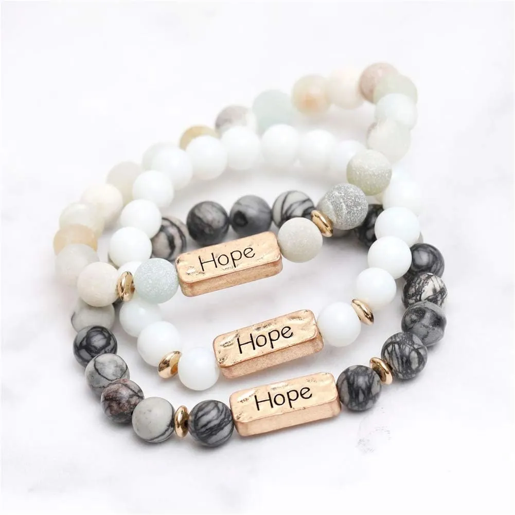 3 Pcs Natural Volcanic Stone Friendship Bracelets Handmade Beaded Stretch Bracelets (bra000001)