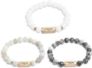 3 Pcs Natural Volcanic Stone Friendship Bracelets Handmade Beaded Stretch Bracelets (bra000001)