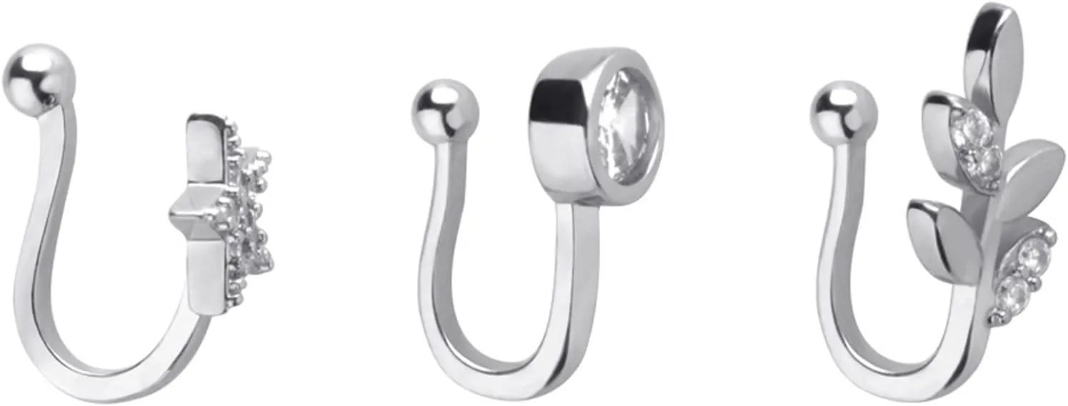 3 PCS Piercing Jewelry Pack, Gold Nose Rings Stainless U Shape Piercing Jewelry Earrings