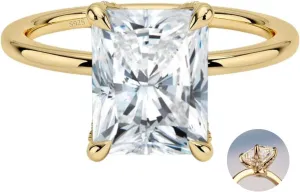 3CT 925 Sterling Silver Engagement Rings Radiant Cut AAAAA Cubic Zirconia CZ Wedding Promise Bands For Women Solitaire Simulated Diamond Silver/Gold Size 5-10