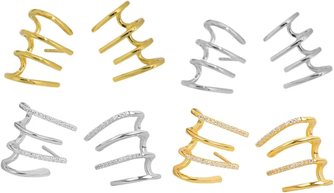 4 Pairs Claw Earrings for Women and Teen Elegant Cuff Design Lightweight Illusion Jewelry Birthdays Anniversaries and Special Occasions