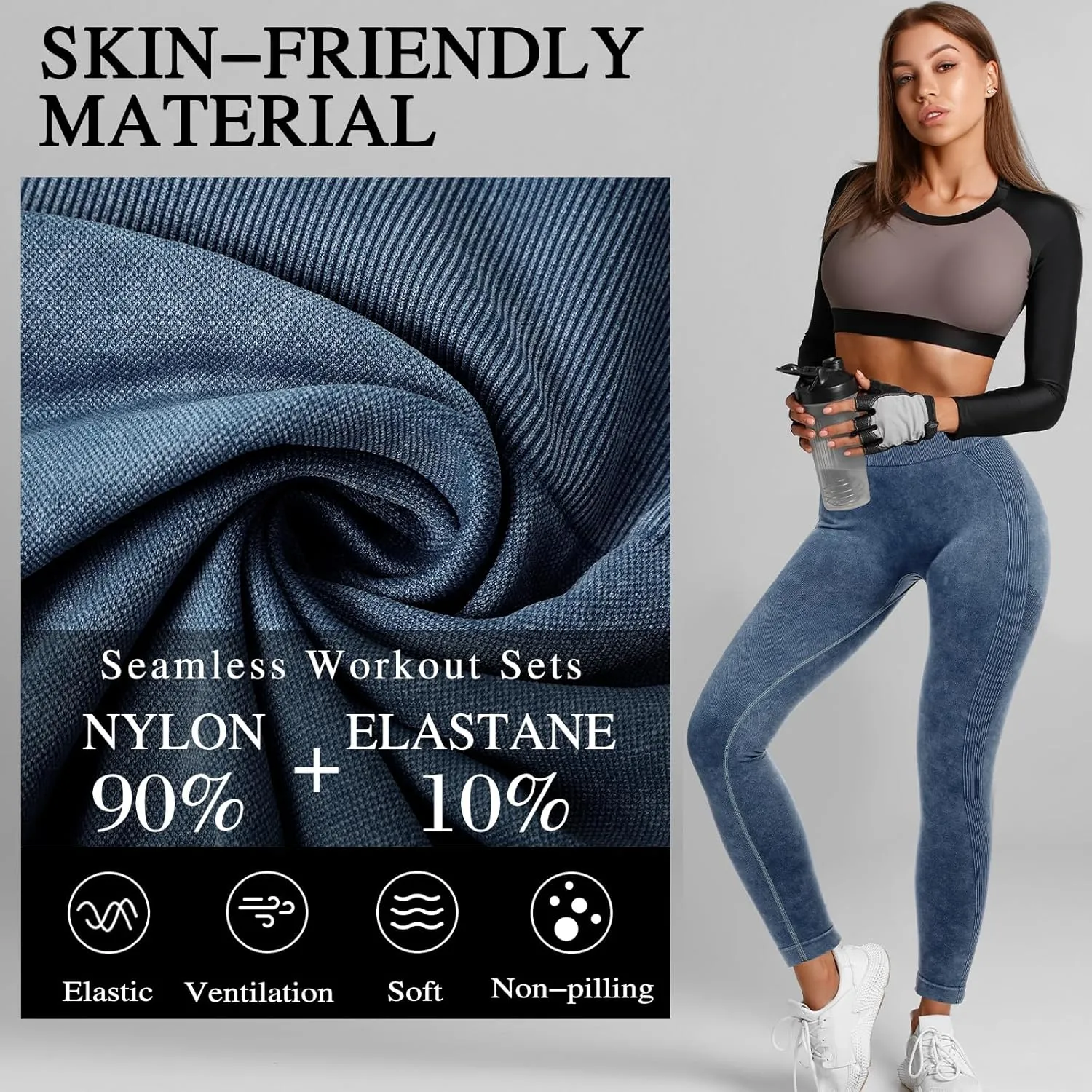 4 Pcs Womens Workout Leggings Tie Dye High Waisted Yoga Pants Seamless Scrunch Butt Lifting Compression Tights