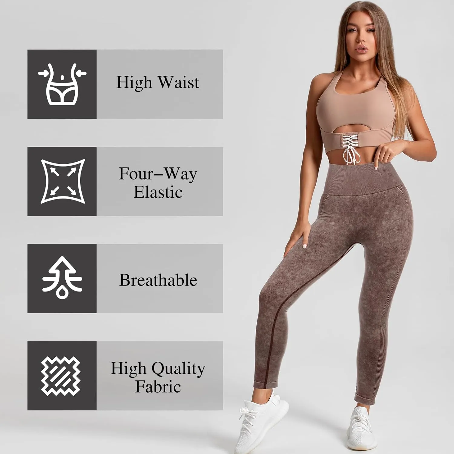 4 Pcs Womens Workout Leggings Tie Dye High Waisted Yoga Pants Seamless Scrunch Butt Lifting Compression Tights