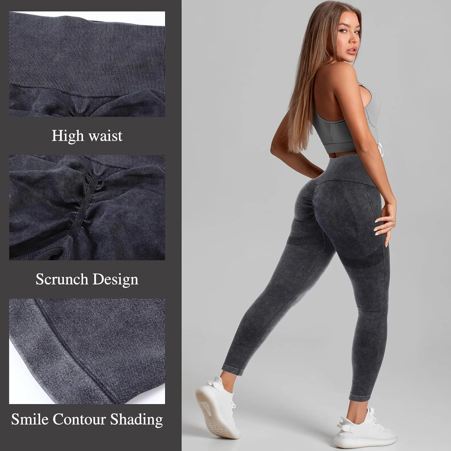 4 Pcs Womens Workout Leggings Tie Dye High Waisted Yoga Pants Seamless Scrunch Butt Lifting Compression Tights