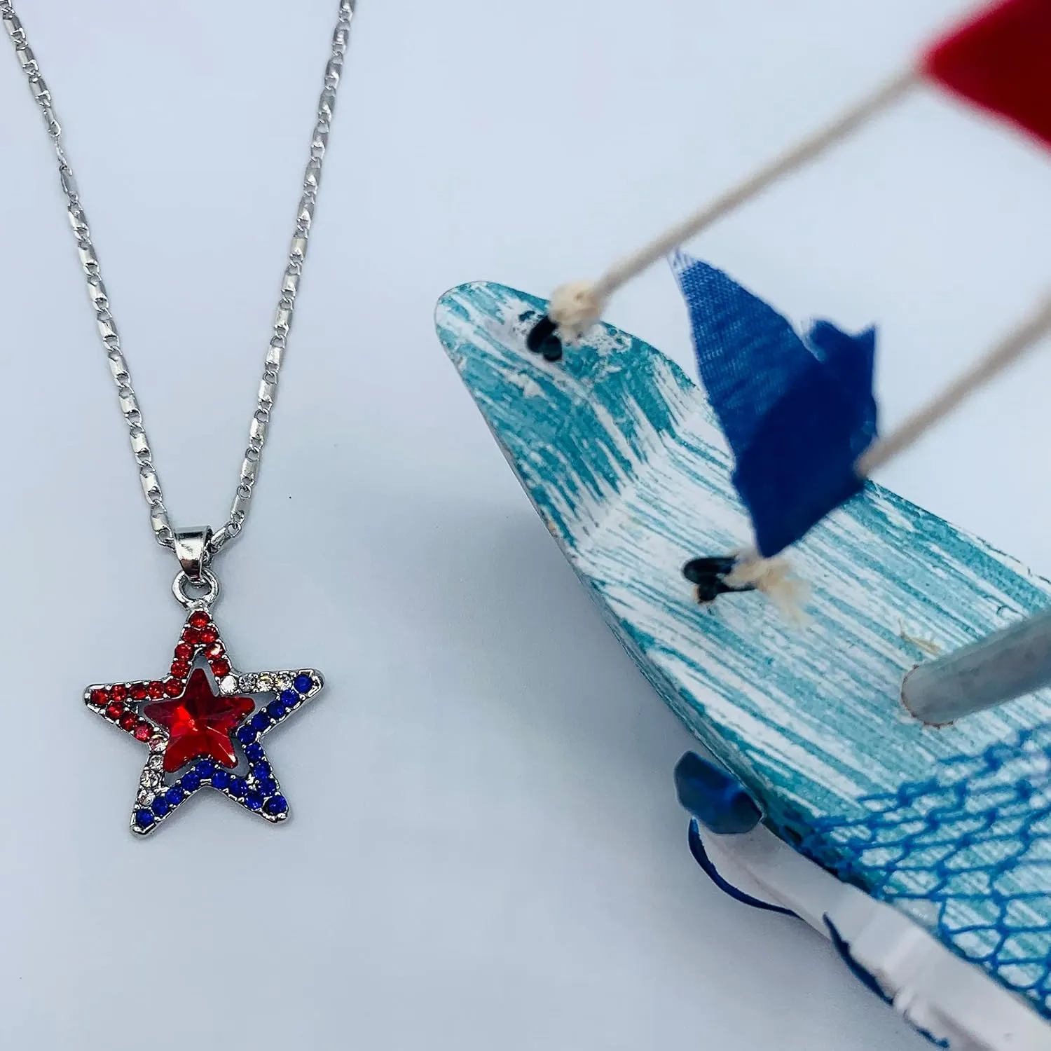 4th of July Earrings for Women - Stars & Stripes Jewelry - Patriotic Red Blue & White Jewelry