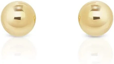 925 Sterling Silver Ball Studs 24K Gold Plated Earrings - Gold Stud Earrings - Round Studs for Women - Ear Piercing - Golden Stud Earring - Diameter: 2 up to 12 mm