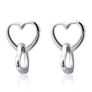 925 Sterling Silver Big Heart Drop Earrings for Women Double Heart Design, Dangle Stud Earrings for Mother's Day