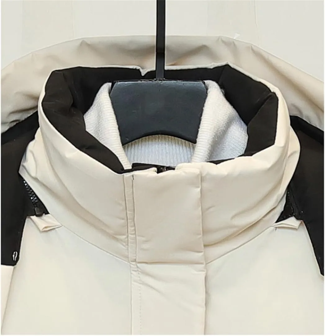 Adhdyuud Women Casual Snow Coat Cotton Padded Puffer Jacket Long Parkas Hooded Warm Outerwear