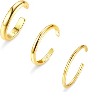 ADRAMATA Toe Rings for Women Gold Trendy 14K Gold Filled Toe Rings Set Thin Band Beach Foot Jewelry for Summer Open Adjustable Toe Rings