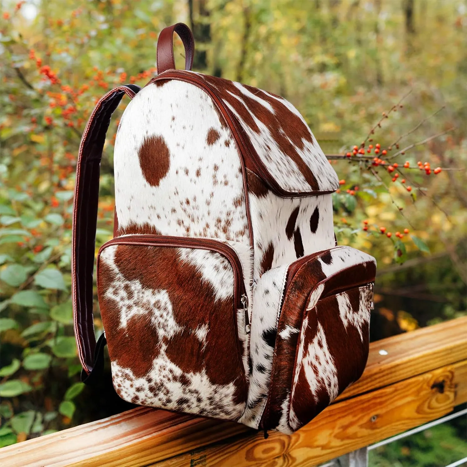 Adult cowhide backpack for men - cow print diaper bags for women - western diaper bag backpack
