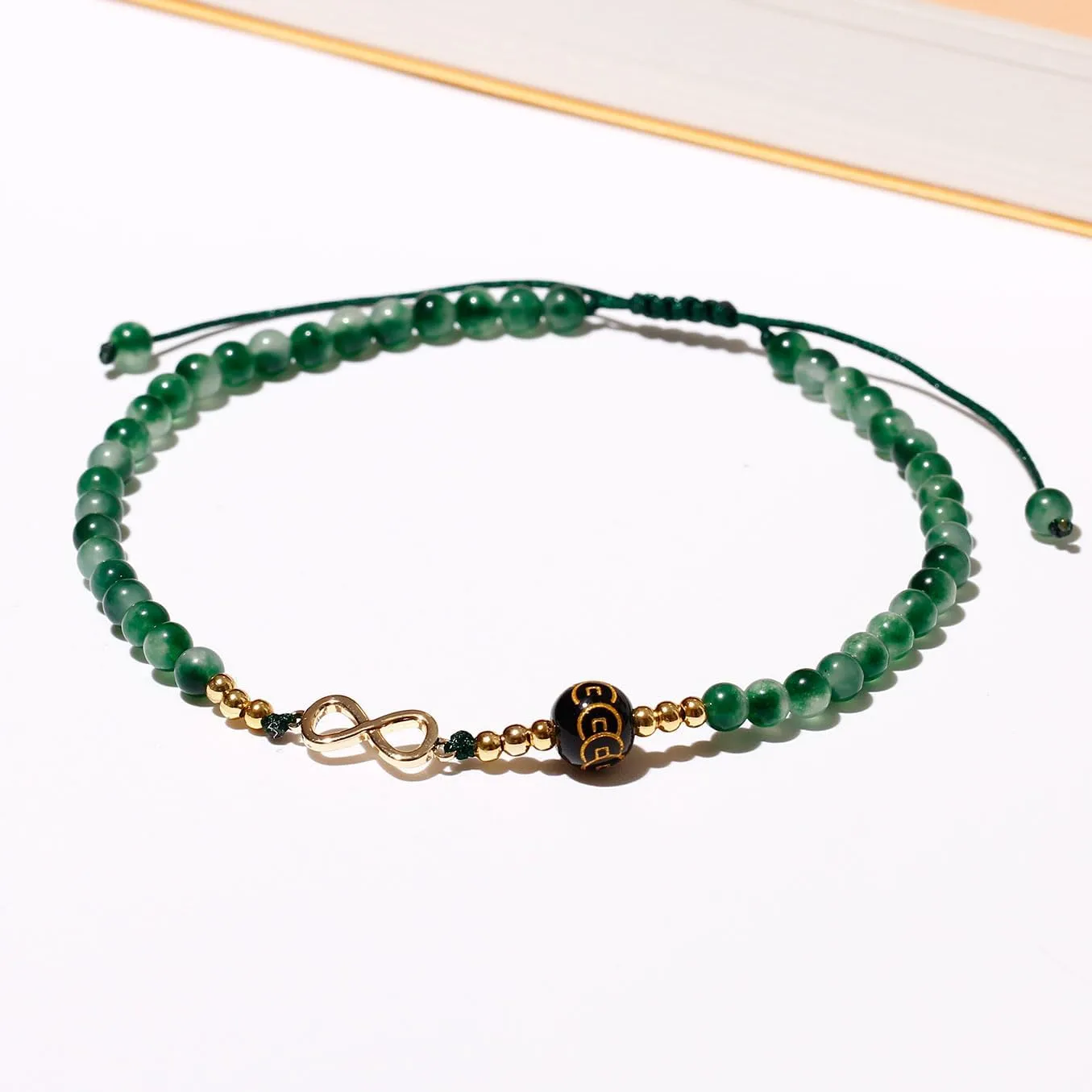 Agate Beaded Ankle Bracelets for Women Endless Love 14k Gold Plated Infinity Charm Anklet Attract Wealth and Good Luck Amulet Jewelry