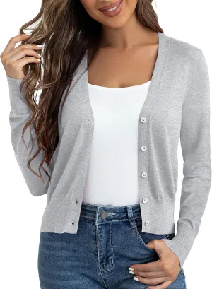 Ahlaray Women's Cropped Cardigans Sweaters Button Down Open Front Bolero Shrugs for Dresses, S-XL
