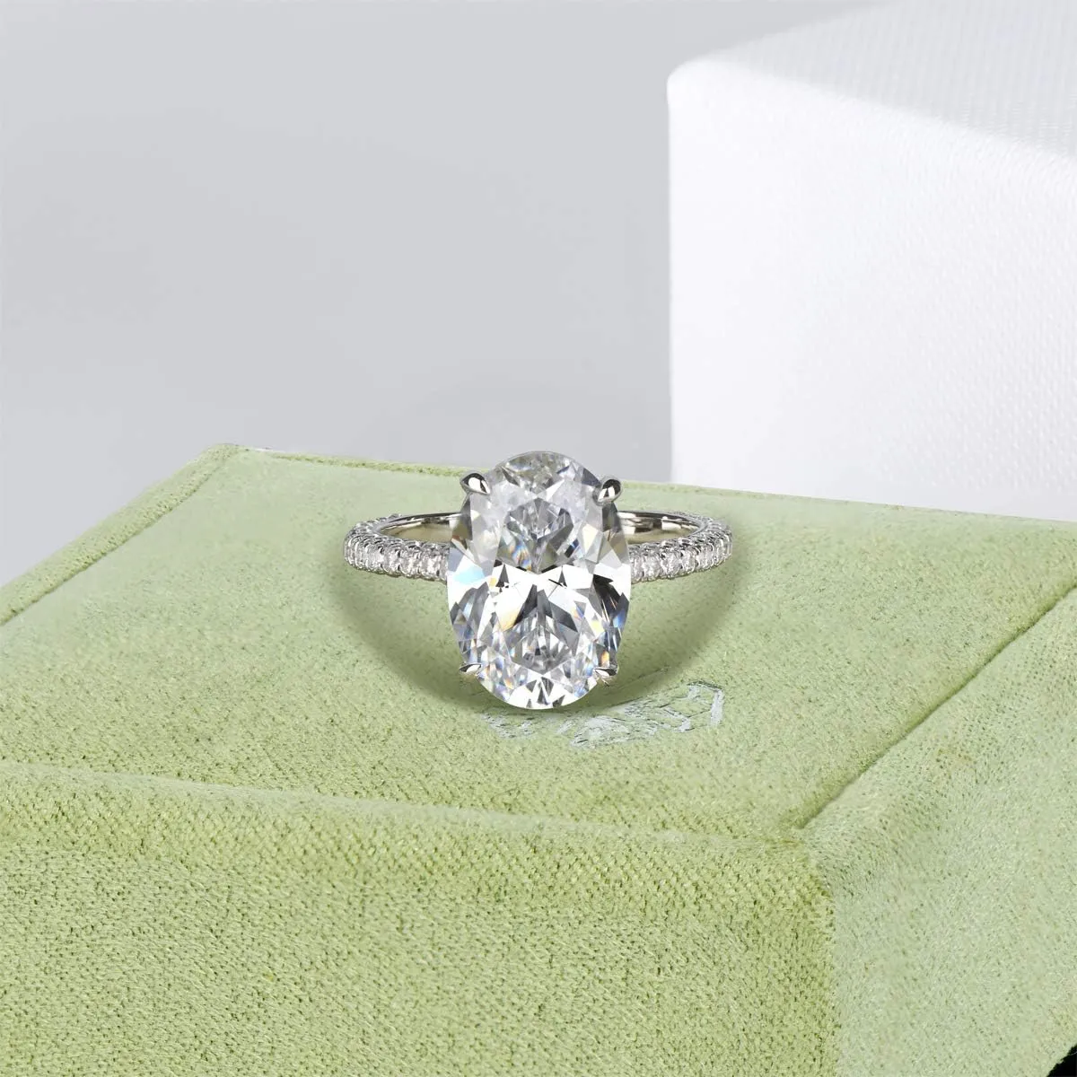 AINUOSHI 925 Sterling Silver Women Wedding Rings 5 Carat Oval Cut Cubic Zirconia Engagement Ring