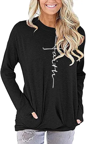 Akihoo Womens Casual Long Sleeve Tunic Tops Crew Neck Shirt Blouses