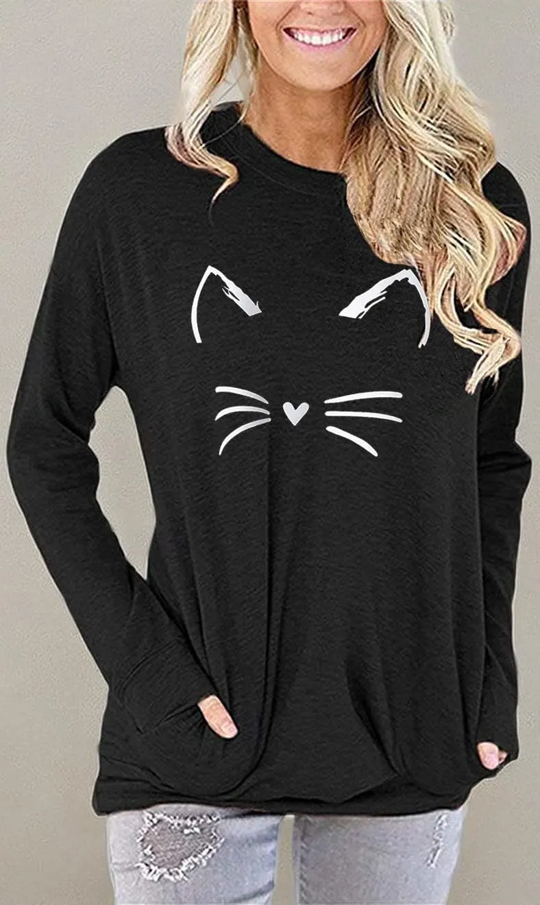 Akihoo Womens Casual Long Sleeve Tunic Tops Crew Neck Shirt Blouses
