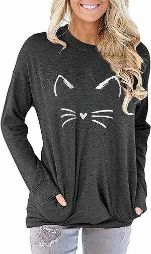 Akihoo Womens Casual Long Sleeve Tunic Tops Crew Neck Shirt Blouses