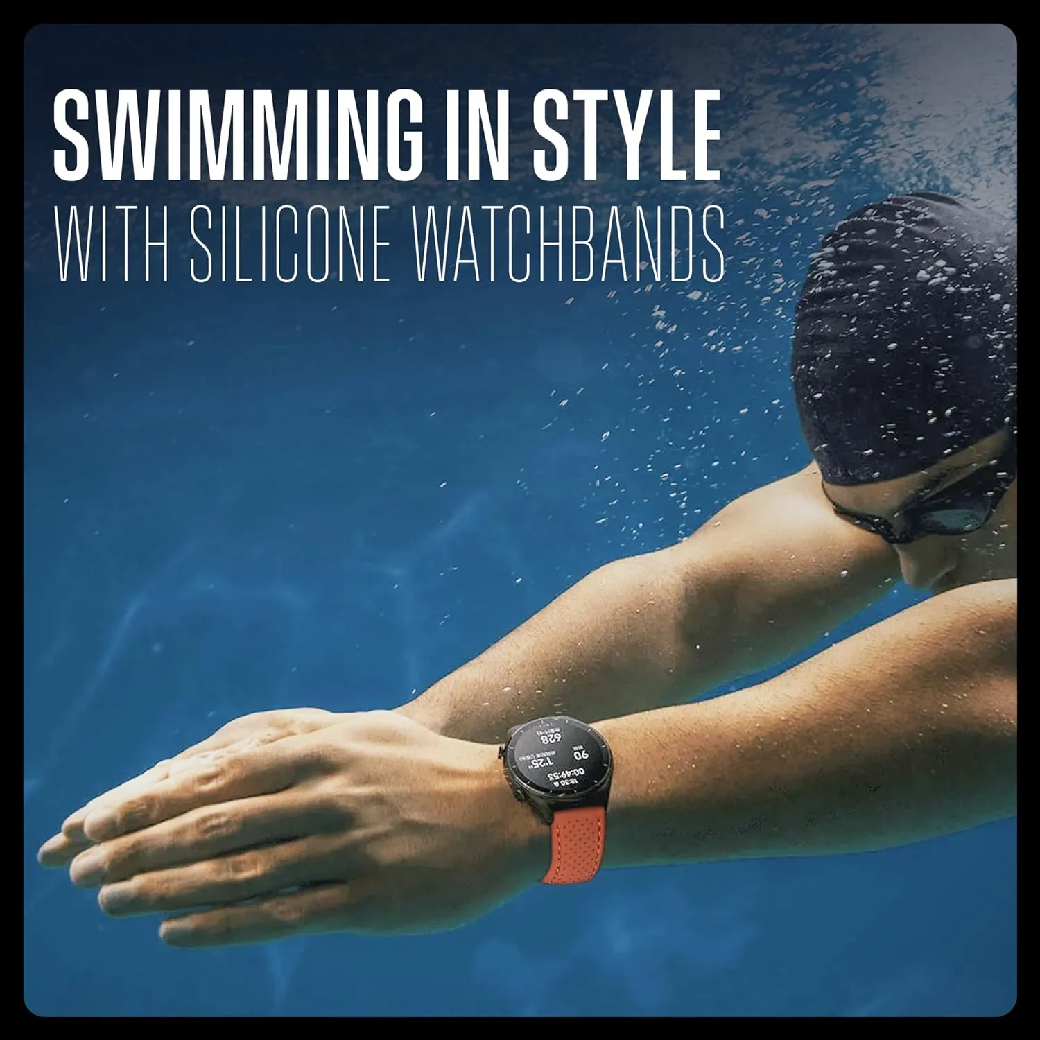 ALPINE Sporty Premium Soft Silicone Adjustable Watch Band - Replacement Rubber Watch Bands for Women & Men - Waterproof Quick Release Watch Straps - Compatible with Regular & Smart Watch Bands