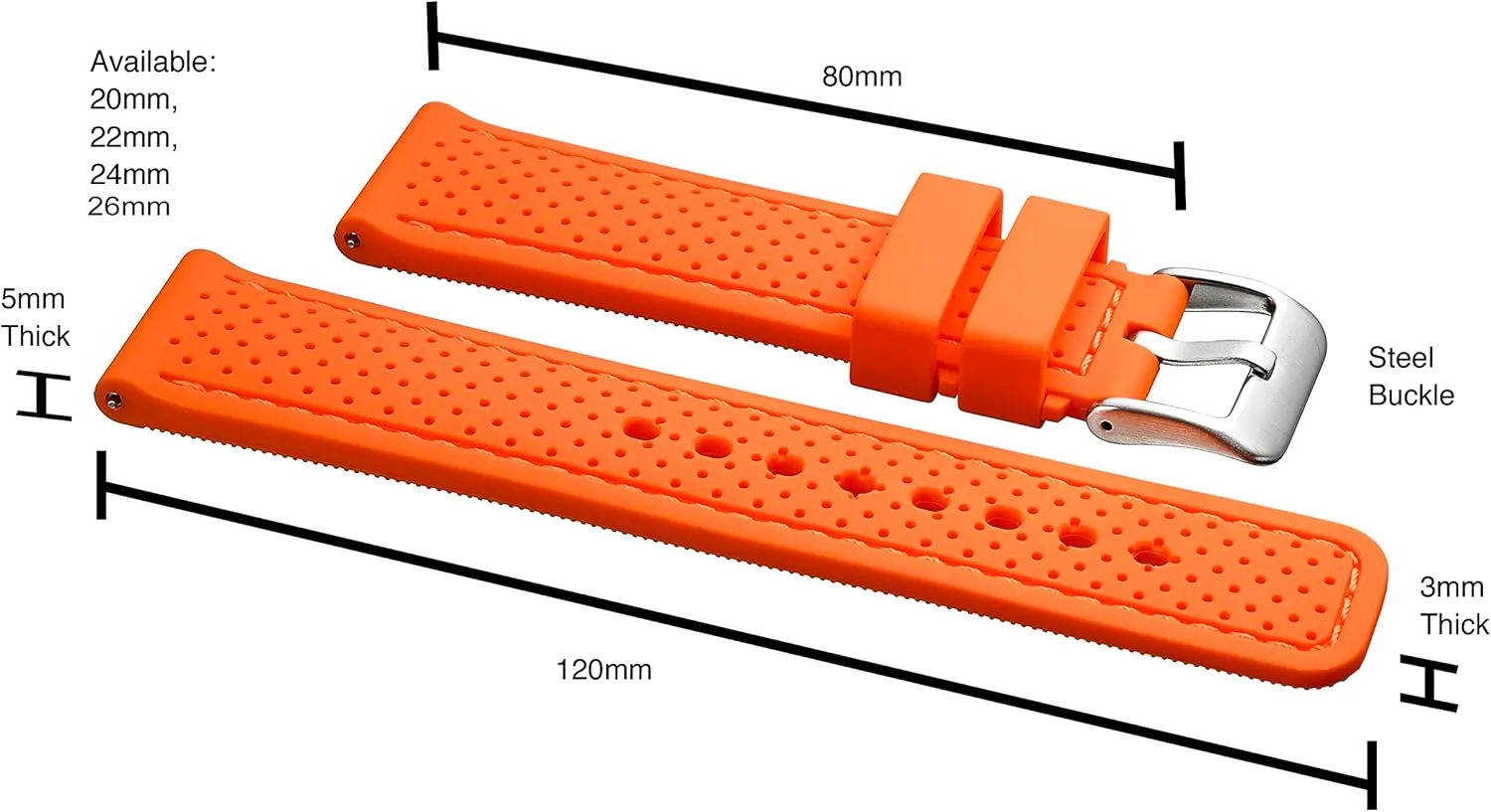 ALPINE Sporty Premium Soft Silicone Adjustable Watch Band - Replacement Rubber Watch Bands for Women & Men - Waterproof Quick Release Watch Straps - Compatible with Regular & Smart Watch Bands