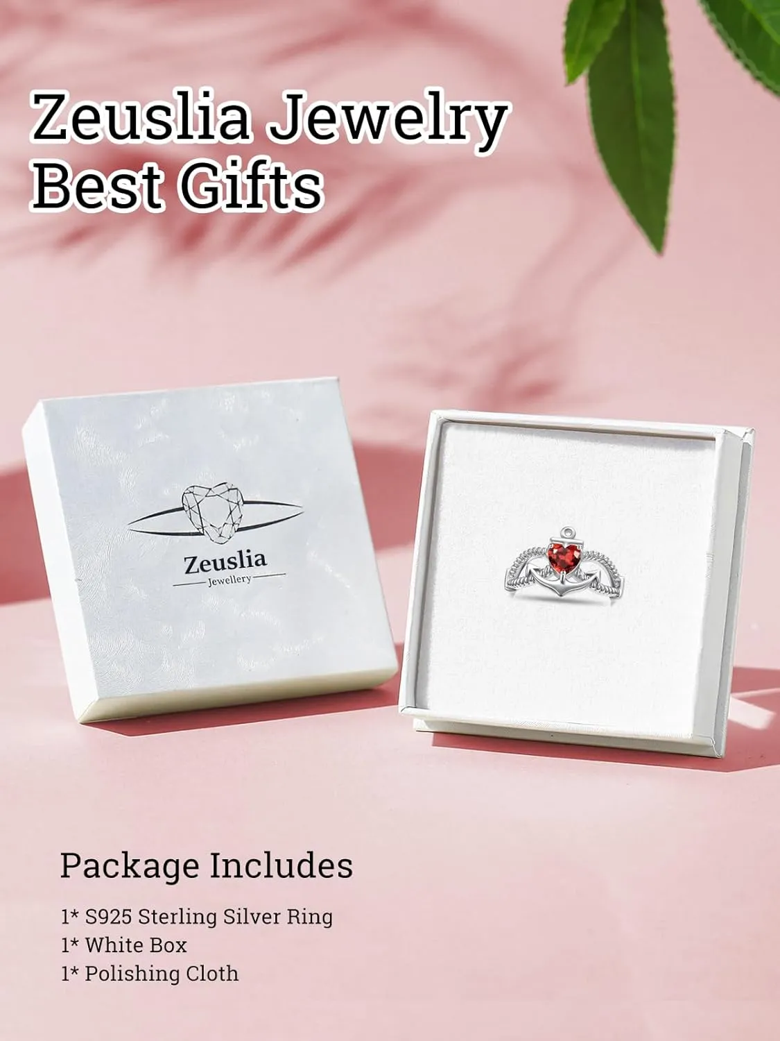 Anchor Rings for Women 925 Sterling Silver Faith Hope Ship Anchor Rings for Women Birthstone Religious Jewelry Anniversary Wedding Birthday Gift for Women