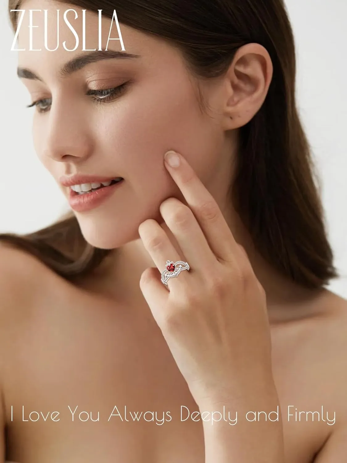 Anchor Rings for Women 925 Sterling Silver Faith Hope Ship Anchor Rings for Women Birthstone Religious Jewelry Anniversary Wedding Birthday Gift for Women