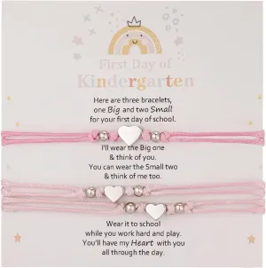 AnotherKiss Back to School Gifts Mommy and Me Matching Bracelets for Mom Daughter, First Day of School Gifts for Girls, Mother Daughter Bracelet Set 3pcs (1 Deep Pink & 2 Pink)