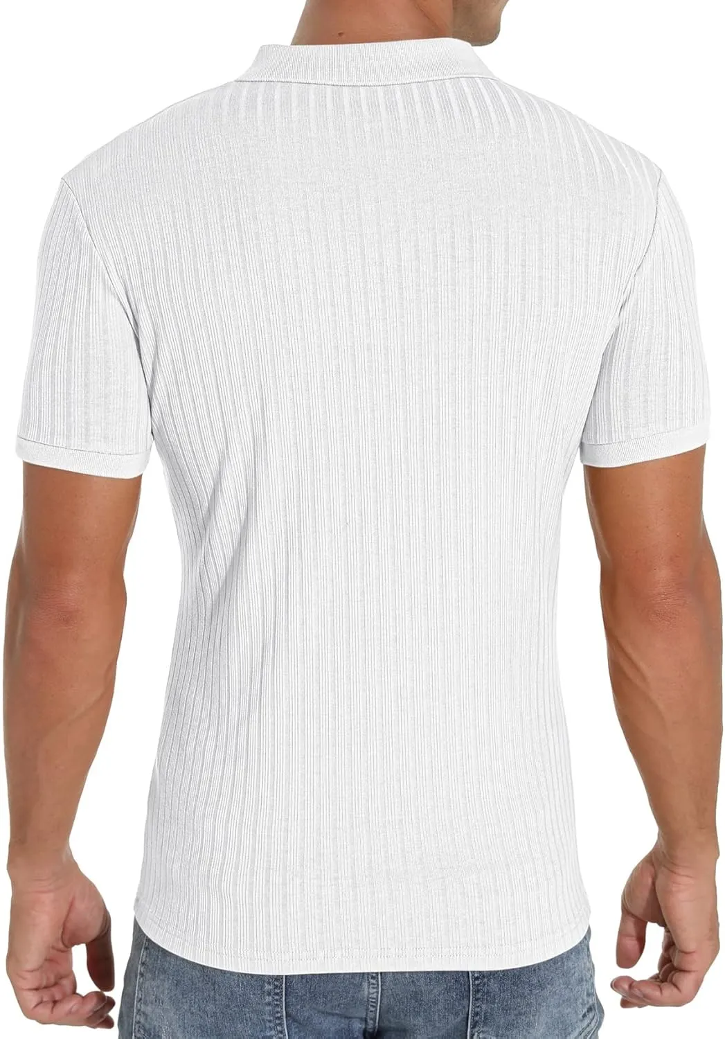 Askdeer Men's Polo Shirts Slim Fit Short/Long Sleeve Zipper Polo T Shirt Casual Golf Shirt Classic Tee