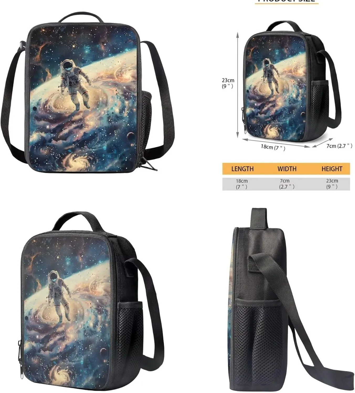 Astronaut School Bag and Lunch Bag Set for Toddler Boys Kids Backpack Elementary School Lightweight Backpacks with Water Bottle Pocket School Supplies for Teen Girls