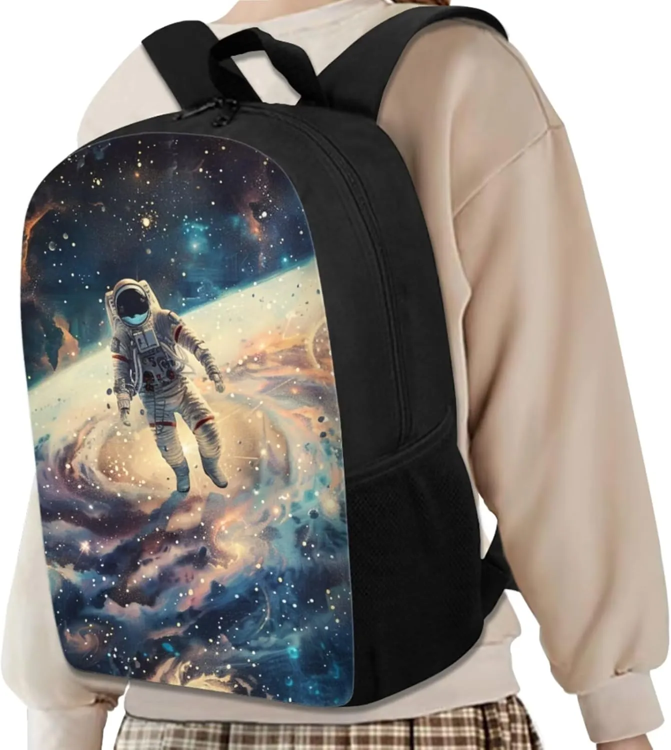 Astronaut School Bag and Lunch Bag Set for Toddler Boys Kids Backpack Elementary School Lightweight Backpacks with Water Bottle Pocket School Supplies for Teen Girls