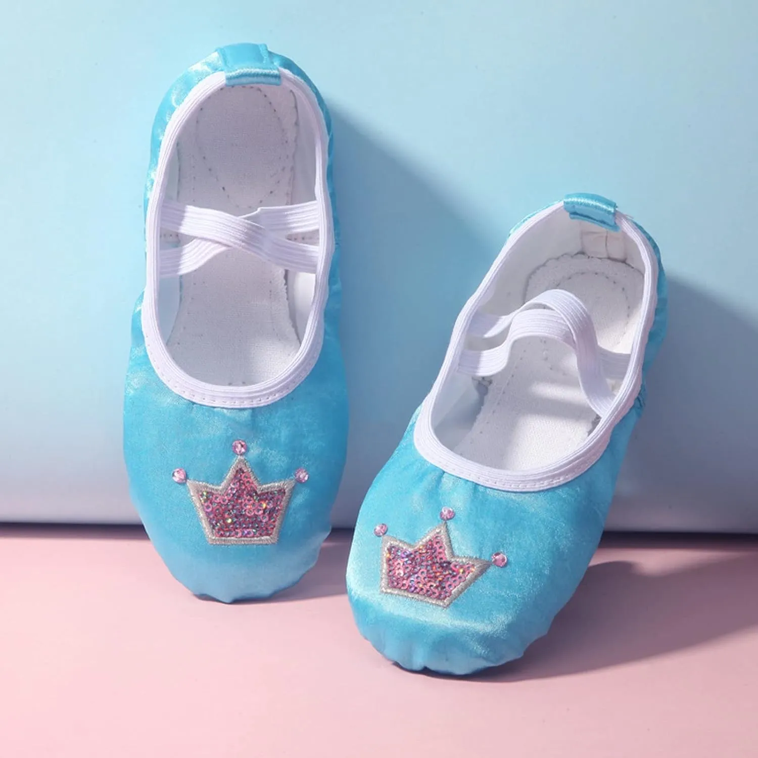 Ballet Slippers for Girls Ballet Shoes Soft Leather Cute Dance Practice Shoes for Toddler Kids No-Tie Dance Shoes