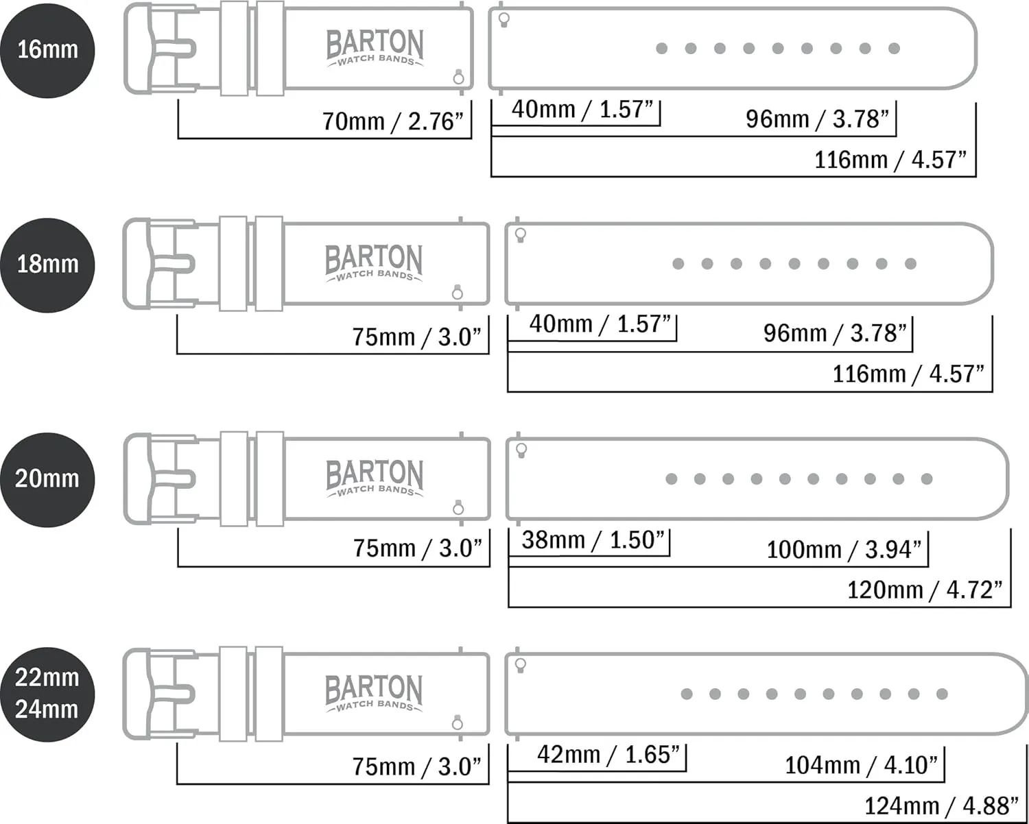 BARTON WATCH BANDS - Soft Silicone Quick Release Straps - Choose Color & Width - 16mm, 18mm, 20mm, 22mm, 24mm - Silky Soft Rubber Watch Bands