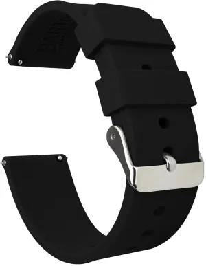 BARTON WATCH BANDS - Soft Silicone Quick Release Straps - Choose Color & Width - 16mm, 18mm, 20mm, 22mm, 24mm - Silky Soft Rubber Watch Bands