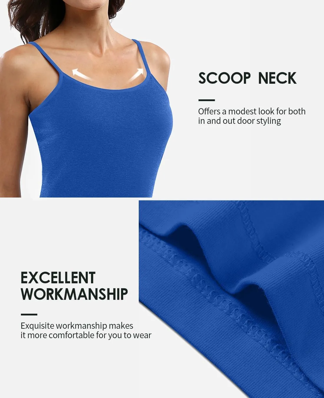 beautyin Cotton Camisole Tops for Women Shelf Bra Adjustable Spaghetti Strap Tank Top Basic Cami Undershirt