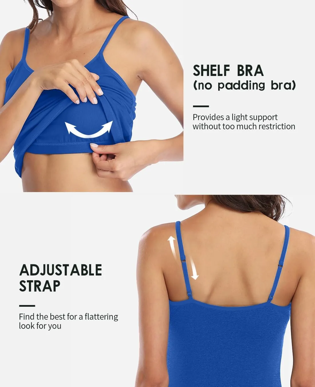 beautyin Cotton Camisole Tops for Women Shelf Bra Adjustable Spaghetti Strap Tank Top Basic Cami Undershirt