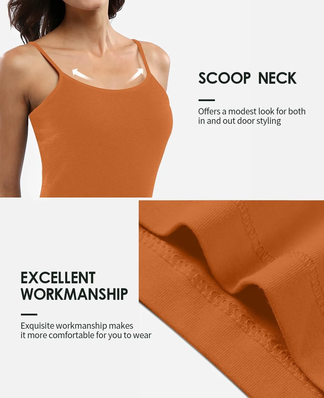 beautyin Cotton Camisole Tops for Women Shelf Bra Adjustable Spaghetti Strap Tank Top Basic Cami Undershirt