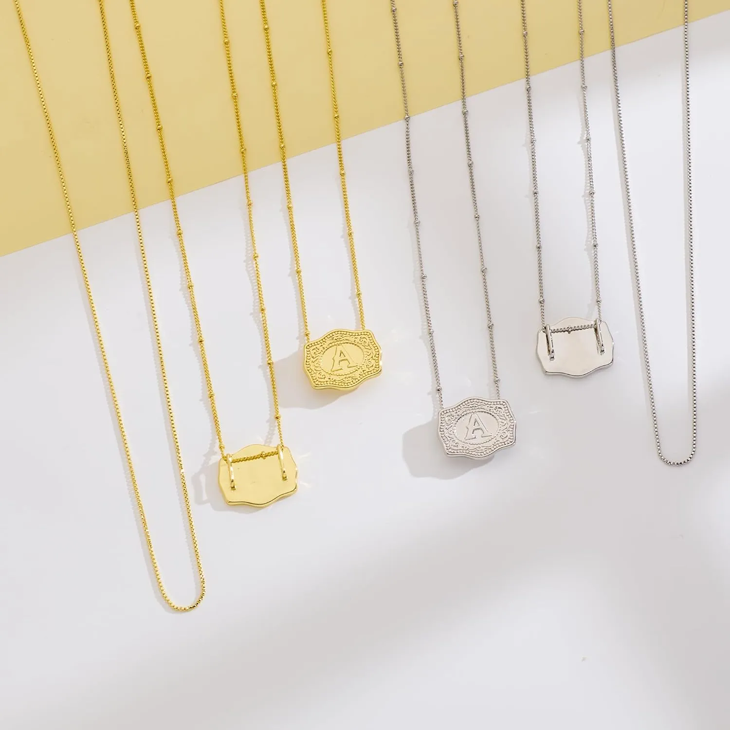 Belt Buckle Initial Letter Necklace For Women,14k Gold Plated With Embossed Charm Pendant Necklaces Dainty Sliver Western Personalized Gift Jewelry