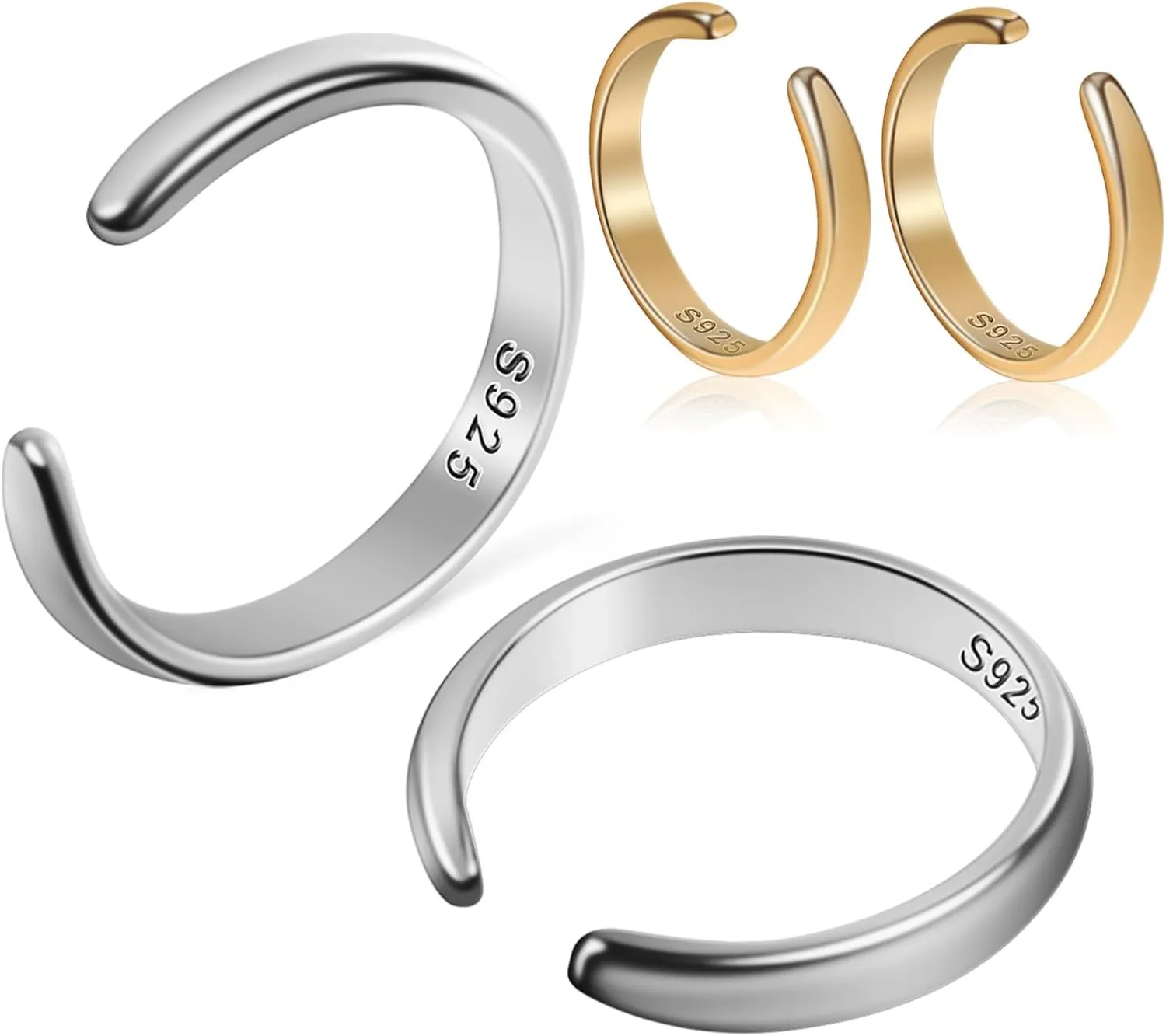 BESTYASH 2 Pairs Gold Ear Cuff Chain Earrings Non-piercing Elf Ear Cuffs for Women