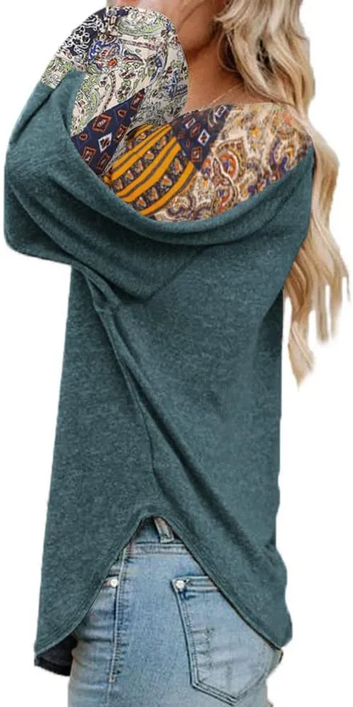 Beyove Boho Tops for Women Long Sleeve Fall Bohemian Casual Loose Fit Shirt Hippie Western Dressy Blouses