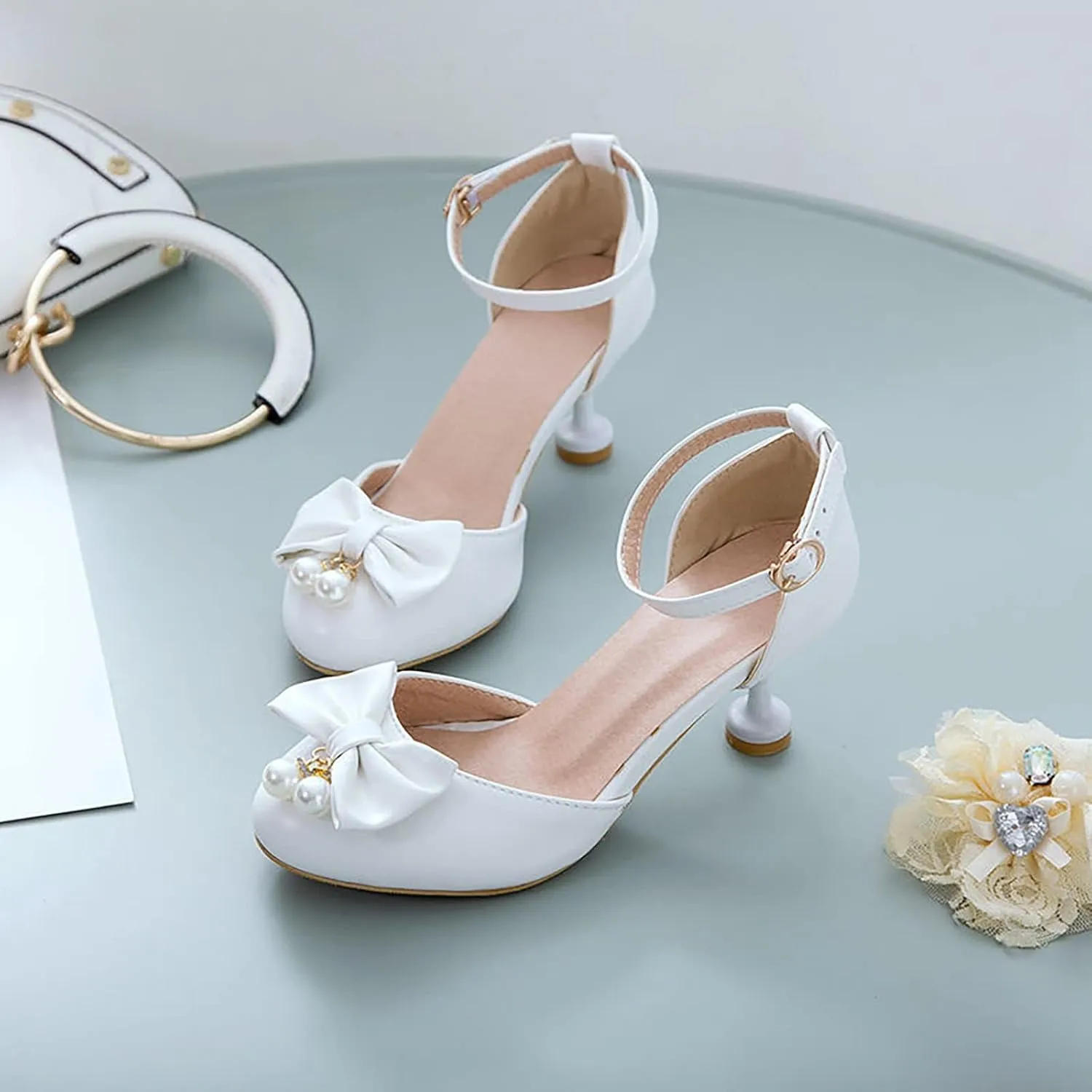 Big Kids Girl Summer Sandals Low Heel Dress Shoes Wedding Party Closed Toe Bow Tie High Heels Toddler Dress Shoes